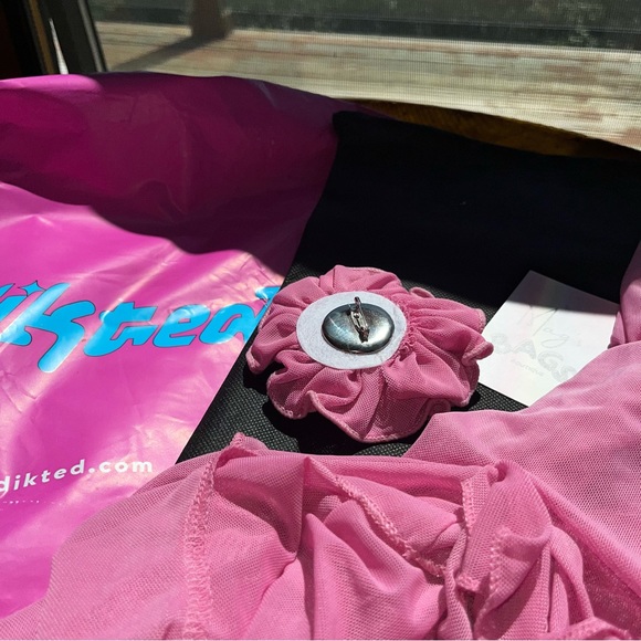 Edikted: Sheer Mesh Flower Pin Pink Strapless See-Through Suri Maxi Dress ๐ - Picture 9 of 16